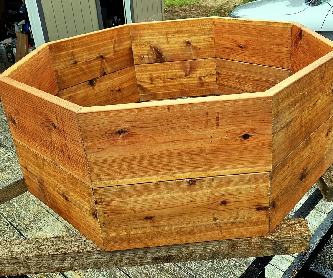 Custom octagonal cedar planter built by SeaBreeze, clean joinery and finish